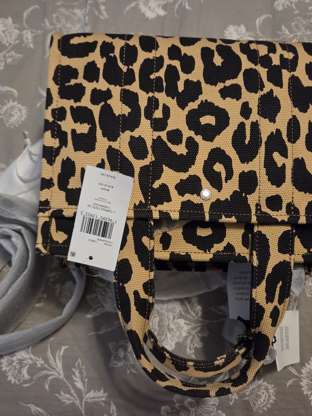 Coach Leopard-Print Canvas Mini Tote - Tan & Black - Picture 3 of 4